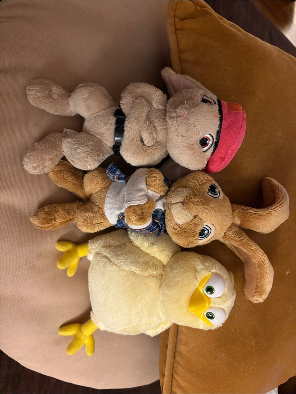 HOP Plush Bunnies and Chick Toy Set - Soft Beige, Brown & Yellow- Set Of 3